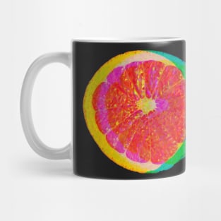neon grapefruit citrus slices pop art pattern white Mug